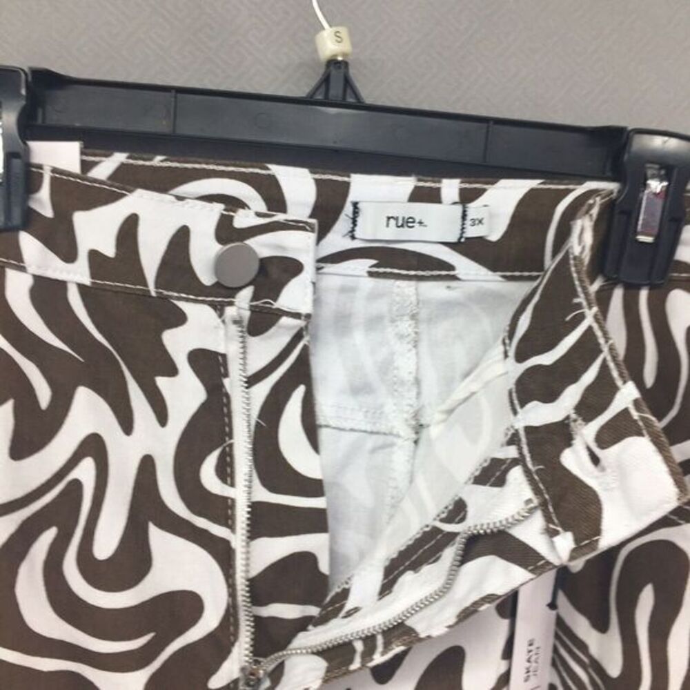 New Rue21 Skate High Rise Straight Leg Brown White Jeans Size 3X Women - Picture 6 of 12